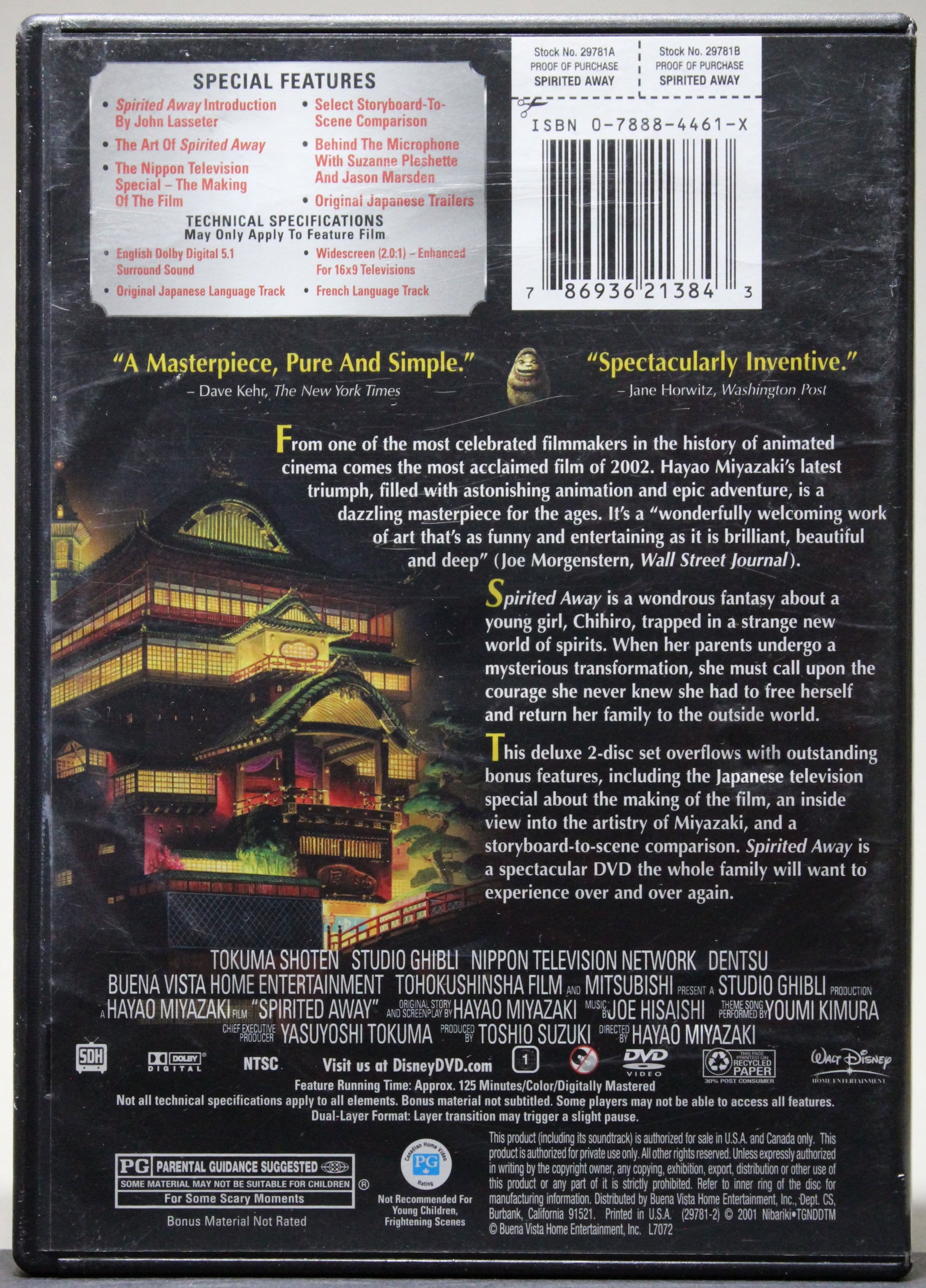 SPIRITED AWAY - DVD: Walt Disney entertainment, 2001