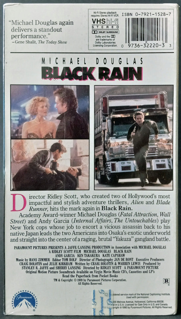 BLACK RAIN VHS 1990 - Neutral Good Books