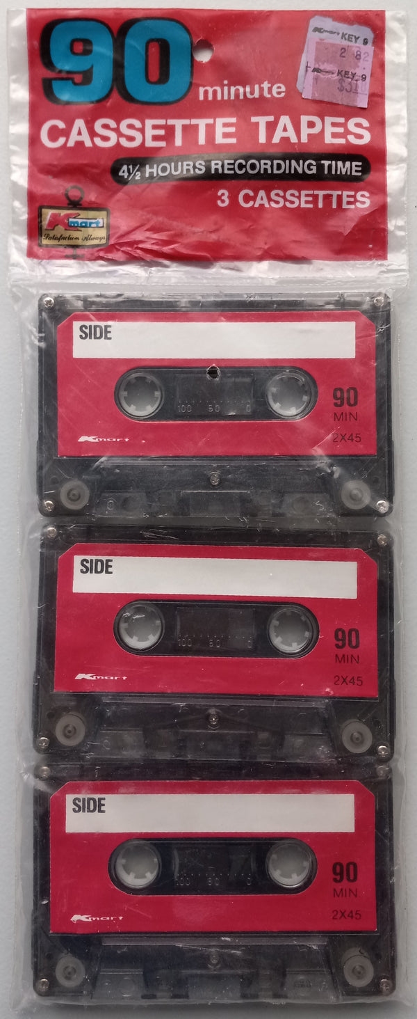 Kmart 90 Minute Cassette Tape Three Pack Audio Blank (sealed
